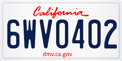 CA license plate 6WVO402