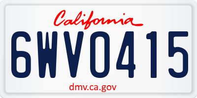 CA license plate 6WVO415