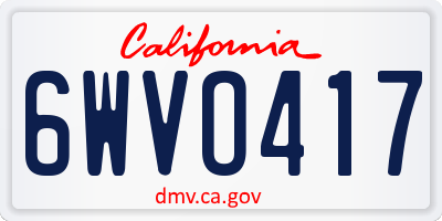 CA license plate 6WVO417