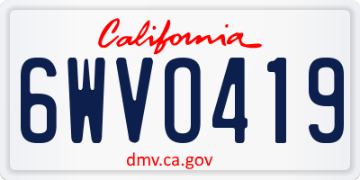 CA license plate 6WVO419