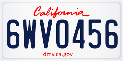 CA license plate 6WVO456