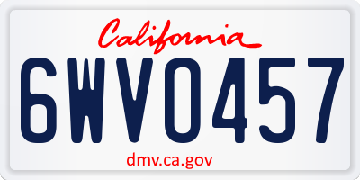 CA license plate 6WVO457
