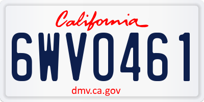 CA license plate 6WVO461