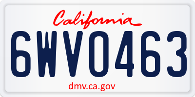 CA license plate 6WVO463