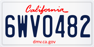 CA license plate 6WVO482
