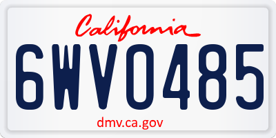 CA license plate 6WVO485