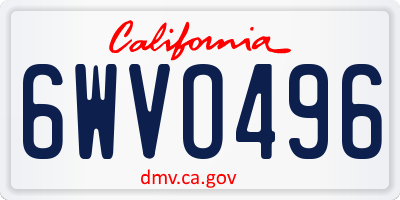 CA license plate 6WVO496
