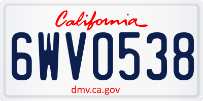 CA license plate 6WVO538