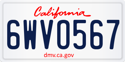 CA license plate 6WVO567