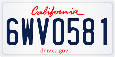 CA license plate 6WVO581