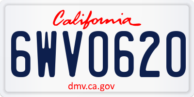 CA license plate 6WVO620