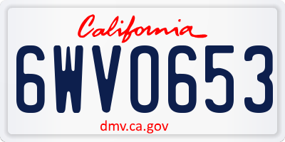 CA license plate 6WVO653