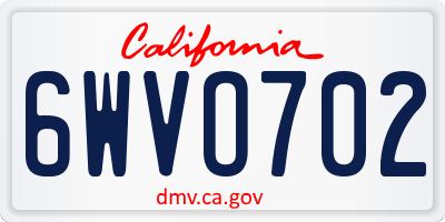 CA license plate 6WVO702