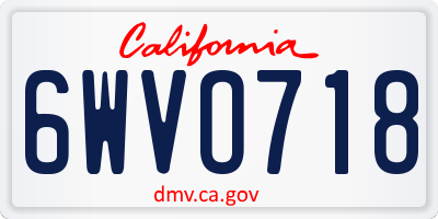 CA license plate 6WVO718