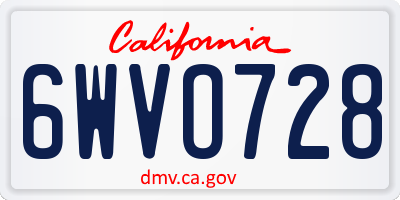 CA license plate 6WVO728