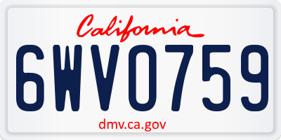 CA license plate 6WVO759