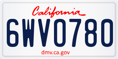 CA license plate 6WVO780