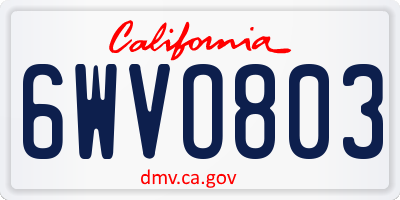 CA license plate 6WVO803