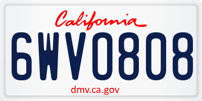 CA license plate 6WVO808