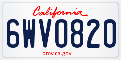 CA license plate 6WVO820