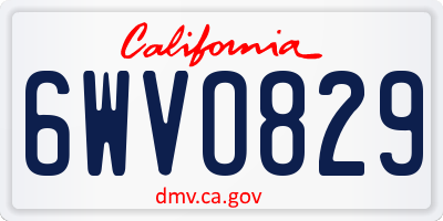 CA license plate 6WVO829