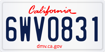 CA license plate 6WVO831