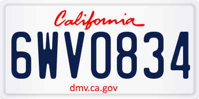CA license plate 6WVO834