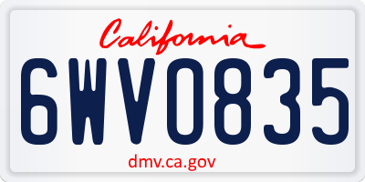 CA license plate 6WVO835