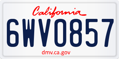 CA license plate 6WVO857