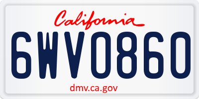 CA license plate 6WVO860
