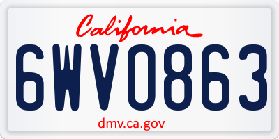 CA license plate 6WVO863