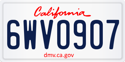 CA license plate 6WVO907