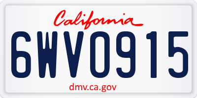 CA license plate 6WVO915