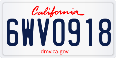 CA license plate 6WVO918