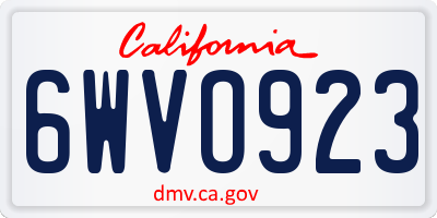 CA license plate 6WVO923