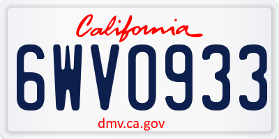 CA license plate 6WVO933