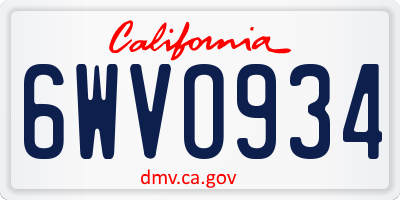 CA license plate 6WVO934