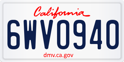 CA license plate 6WVO940