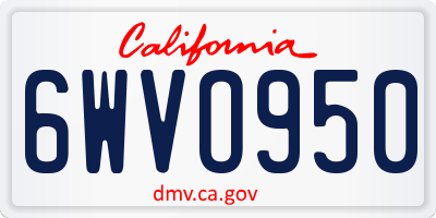 CA license plate 6WVO950