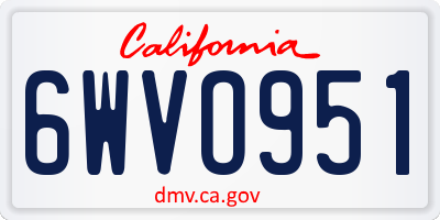 CA license plate 6WVO951