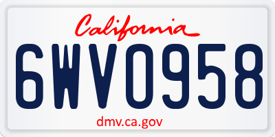 CA license plate 6WVO958