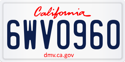 CA license plate 6WVO960