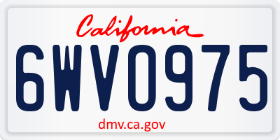 CA license plate 6WVO975