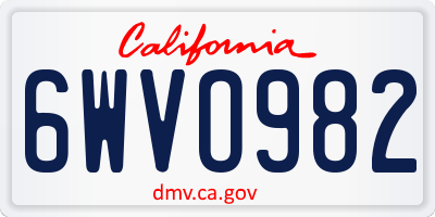 CA license plate 6WVO982