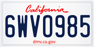 CA license plate 6WVO985