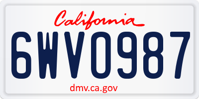 CA license plate 6WVO987