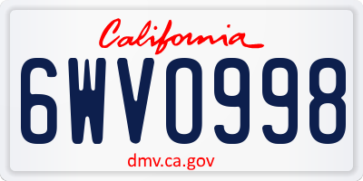 CA license plate 6WVO998