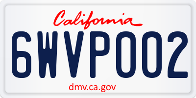 CA license plate 6WVP002