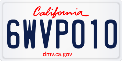 CA license plate 6WVP010