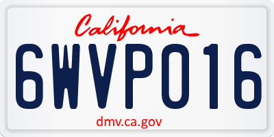 CA license plate 6WVP016